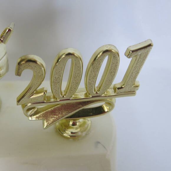 VINTAGE 2001 Cheerleading Trophy School Sports Pom Poms Megaphone White Base - Picture 2 of 7